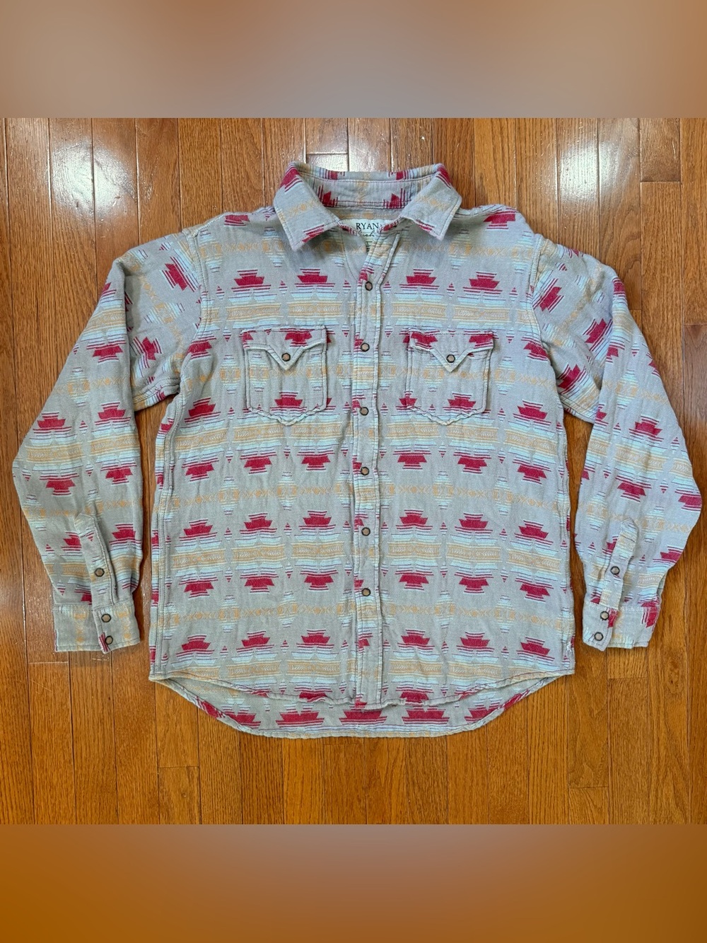 Ryan Michael Men’s Large Western Pearl Snap Shirt Southwestern Aztec Rodeo